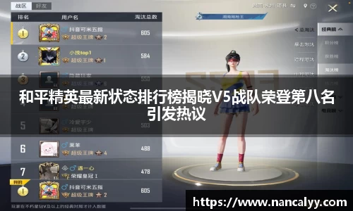 和平精英最新状态排行榜揭晓V5战队荣登第八名引发热议